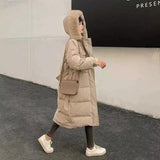 Hooded Insulated Long Winter Coat-Beige-2