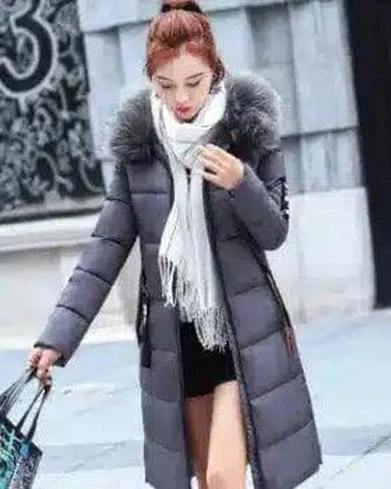 LOVEMI - Lovemi - Large fur collar mid-length coat