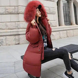 Double Breasted Puffer Coat for Women-Red-5