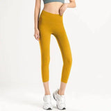 Leggings for Women High Waisted Tummy Control Workout-Yellow-5