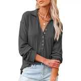 Womens Casual Button-Down Shirt-Grey-5