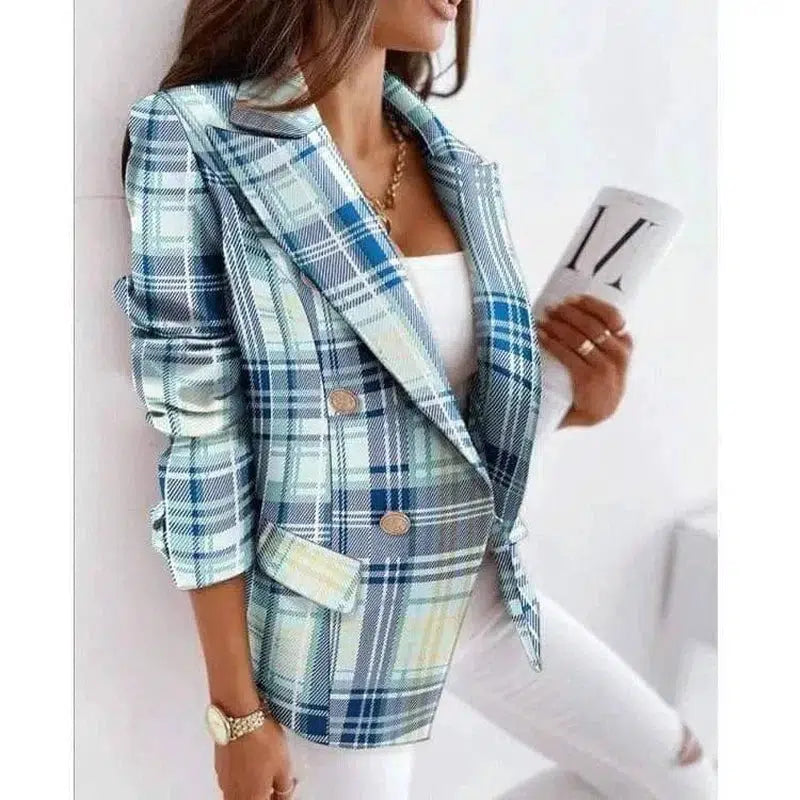 LOVEMI - Lovemi - Long-Sleeved Double-Breasted Fashion Print Suit