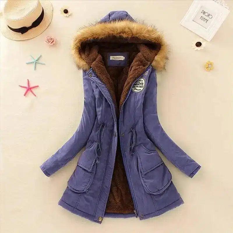 LOVEMI - Lovemi - Long Women's Cotton-Padded Jacket With Wool Collar