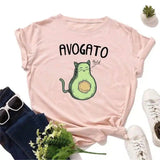 Cat Avocado Pun Graphic Tee for Casual Wear-11STYLE-10