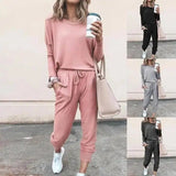 LOVEMI - Lovemi - Loose Solid Color Long Sleeve Casual Set