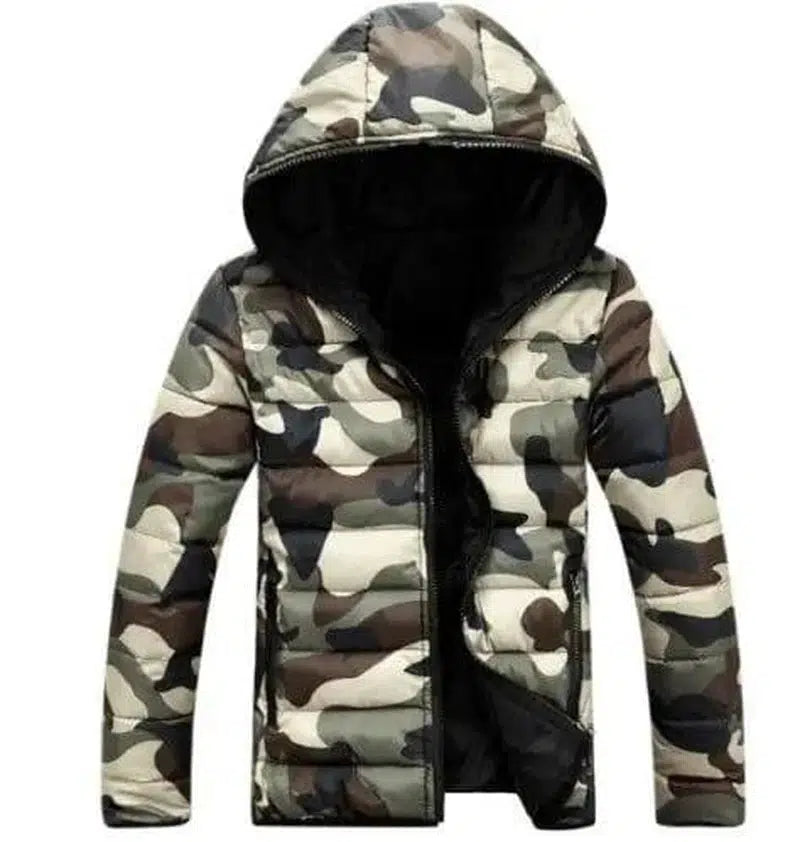 Men's camouflage cotton hooded Korean men's thick cotton pad-ArmyGreen-4