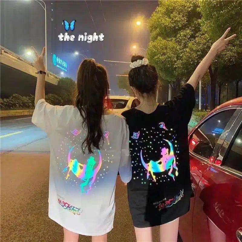 LOVEMI - Lovemi - Mid-Length Reflective Short-Sleeved T-Shirt Women