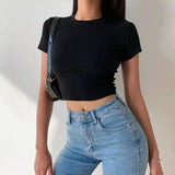 LOVEMI - Lovemi - Navel Cropped Short High-waisted Slim-fit