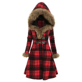 LOVEMI - Lovemi - Plaid fur collar coat