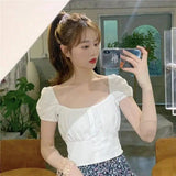 LOVEMI - Lovemi - Puff short sleeve waist shirt