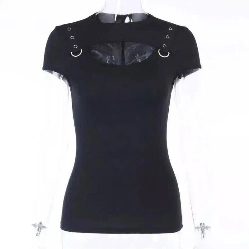 LOVEMI - Lovemi - Round neck T-shirt with holes