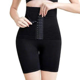 Seamless high waist three row button boxer-Black-1