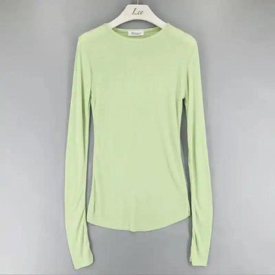 Women's Long Sleeve Crew Neck Top-Mint color-7