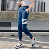 Slim casual harem pants-192K363 navy-1