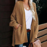 LOVEMI - Lovemi - Solid Color Mid-length Knitted Coat Cardigan Long