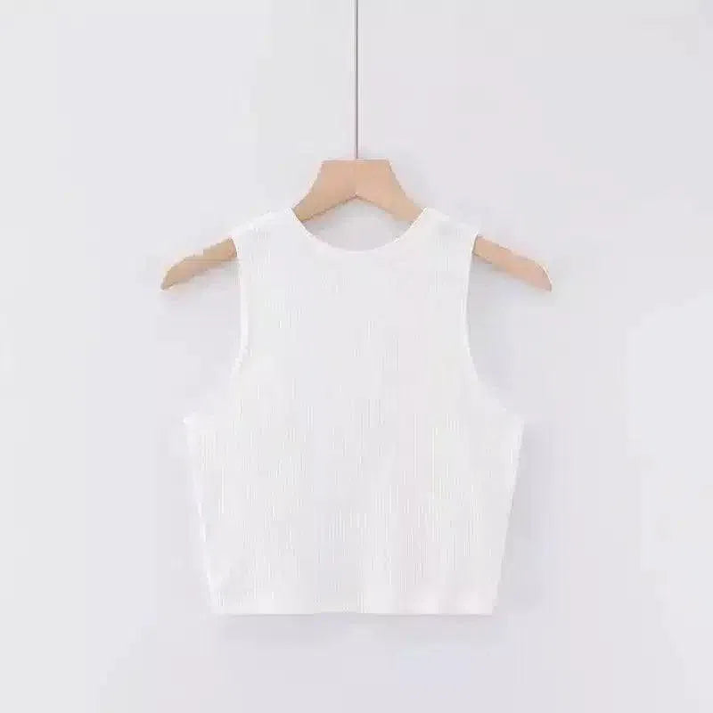 Sleeveless Knit Tank Tops for Women-White-4