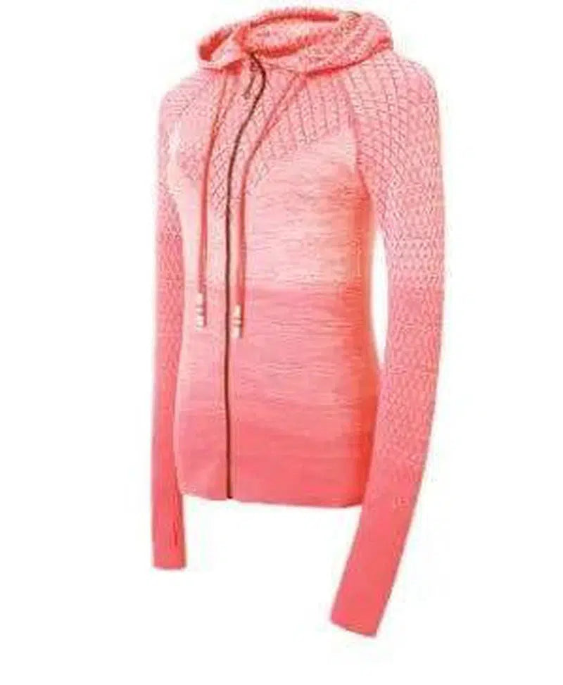 Sports hoodie Slim zip yoga sports jacket female jacket-Pink-3