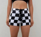 summer ins new super chessboard, checkerboard, pants,-5