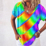 LOVEMI - Lovemi - Tie-dye Gradient Loose Plus Size Ladies Rainbow