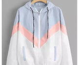 Lightweight Hooded Zip-Up Windbreaker Jacket-Light blue-1