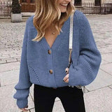 LOVEMI - Lovemi - V-Neck Knit Sweater with Colorful Buttons