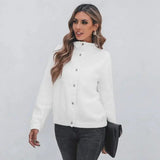 LOVEMI - Lovemi - Women's Fashion Stand Collar Fleece Jacket Solid