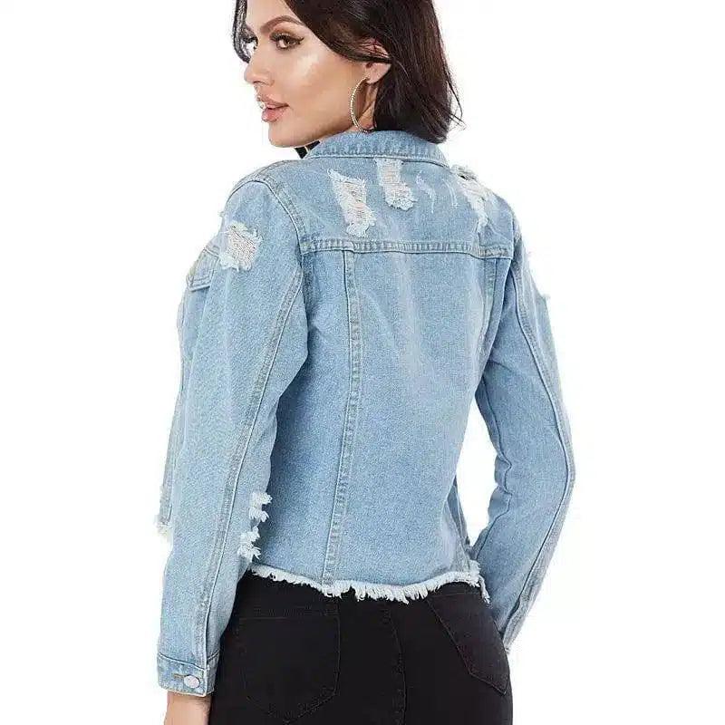 LOVEMI - Lovemi - Women's frayed denim jacket