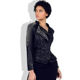 LOVEMI - Lovemi - Women's locomotive shrug rivet slim-fit lapel