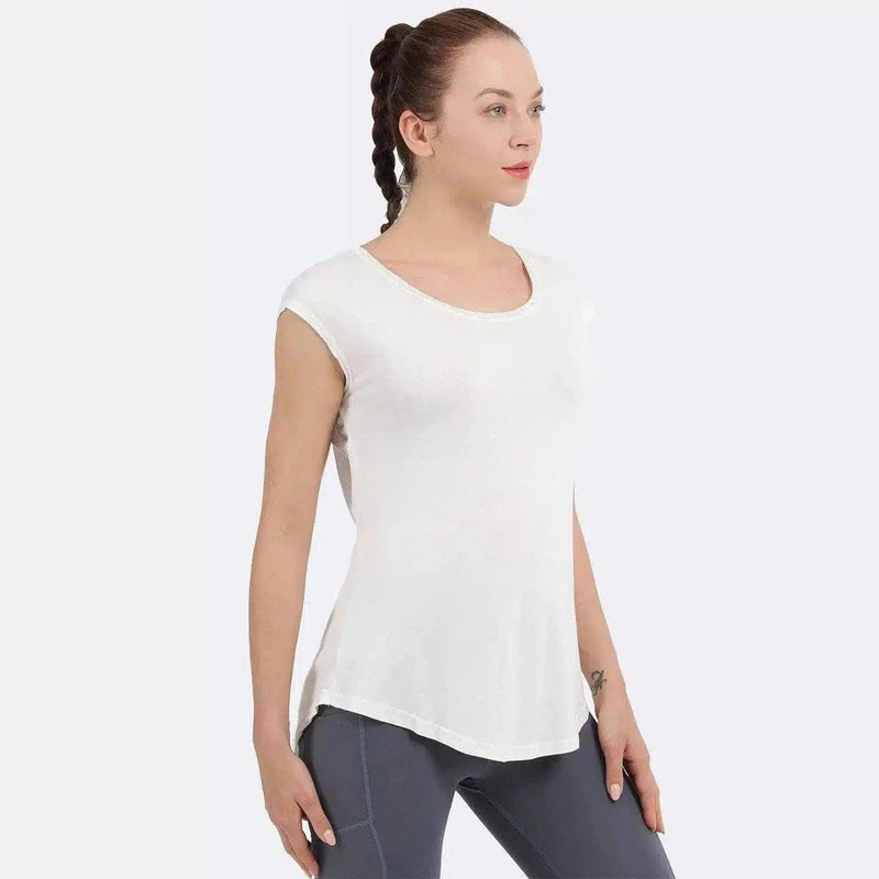 Women's Short Sleeve Casual T-Shirt-White-2