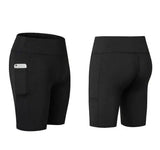 Women's Yoga Shorts Side Pockets Fitness Running Elastic-Black-21