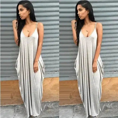 Women Summer Dress 2019 Casual Long Dresses Plus Size-Silver-30