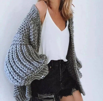 Cozy Black Chunky Knit Cardigan-1