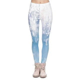 Zohra Christmas Series Women Legging Falling Snow High Waist-Blue-1