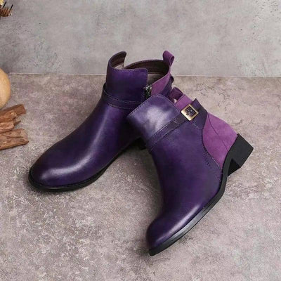 Low Heel Boot Women Buckle Shoes Fall Winter Waterproof-2