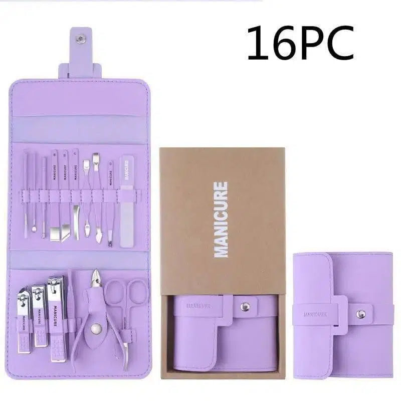 Make Up 16 Pcs Nail Clippers Nail Cutter Nail Scissors With-Purple-10