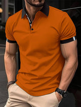 Men's Casual Button Solid Color Short Sleeves-Brown-13