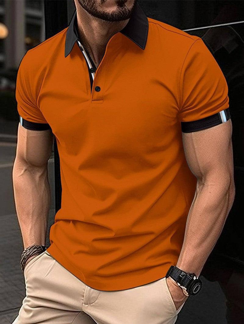 Men's Casual Button Solid Color Short Sleeves Brown / 3XL-Brown-13