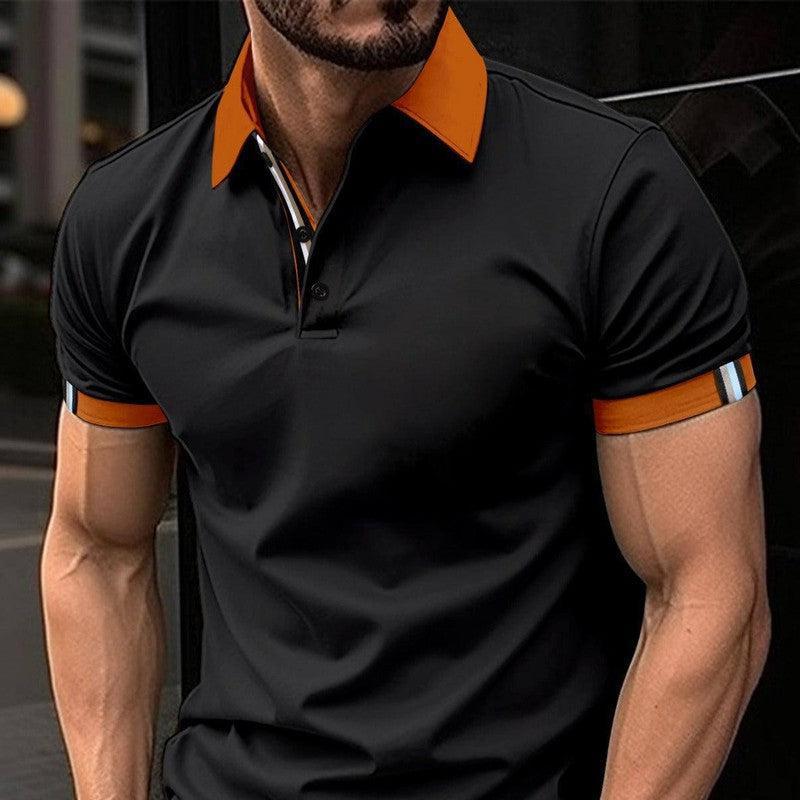 Men's Casual Button Solid Color Short Sleeves Brown / 3XL-1