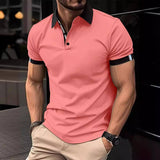 Men's Casual Button Solid Color Short Sleeves-3