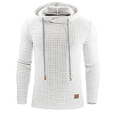 Men's Jacquard Sweater Long-sleeved Hoodie Warm Color Hooded-White-3