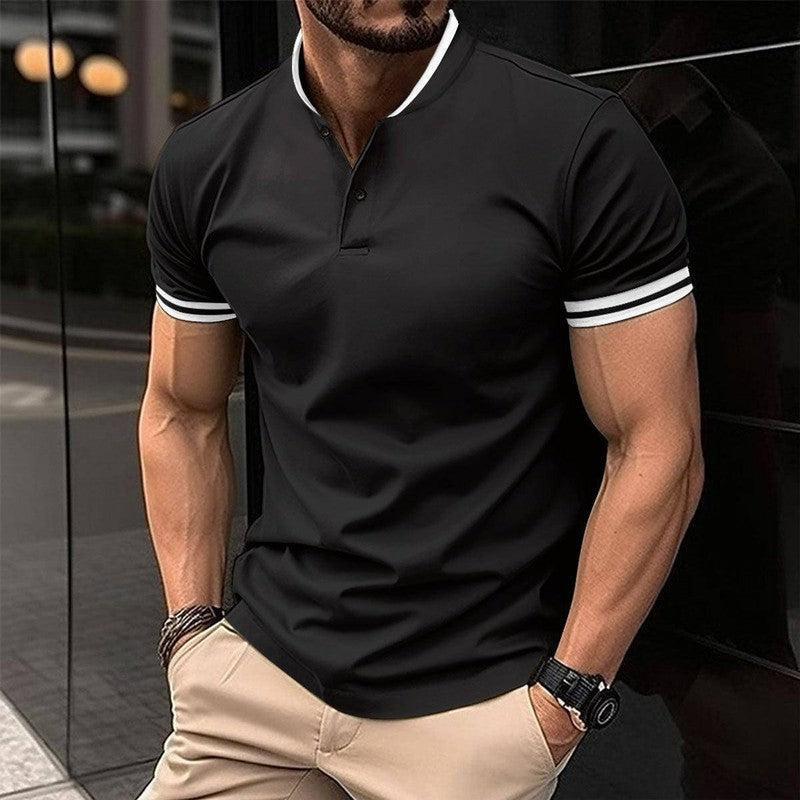 Men's Sports Button Pocket Short Sleeved White / 3XL-Black-5