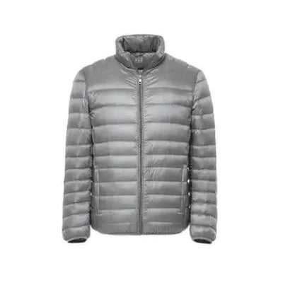 Men's light down jacket men's stand collar winter jacket XL-Gray-12