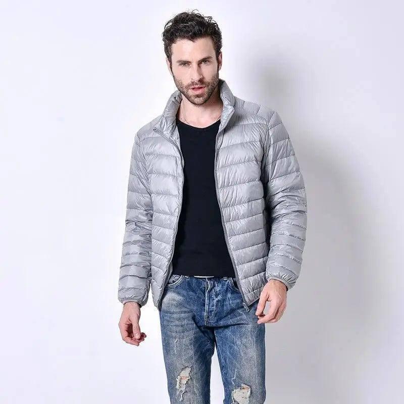 Men's light down jacket men's stand collar winter jacket XL-Silver grayA-7