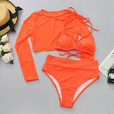 Three-piece Bikini Split Swimsuit-Orange-2