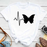 New Fashion Women T-shirt Colorful Butterfly Petal Print-6