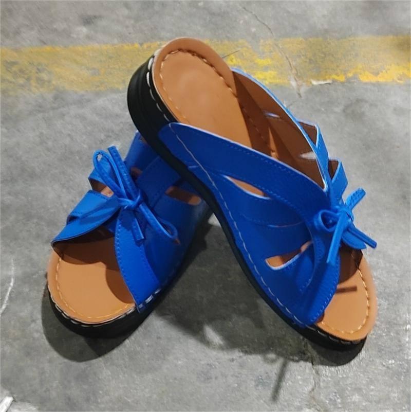 New Roman Shoes For Women Lace-up Platform Wedges Sandals-Blue-8