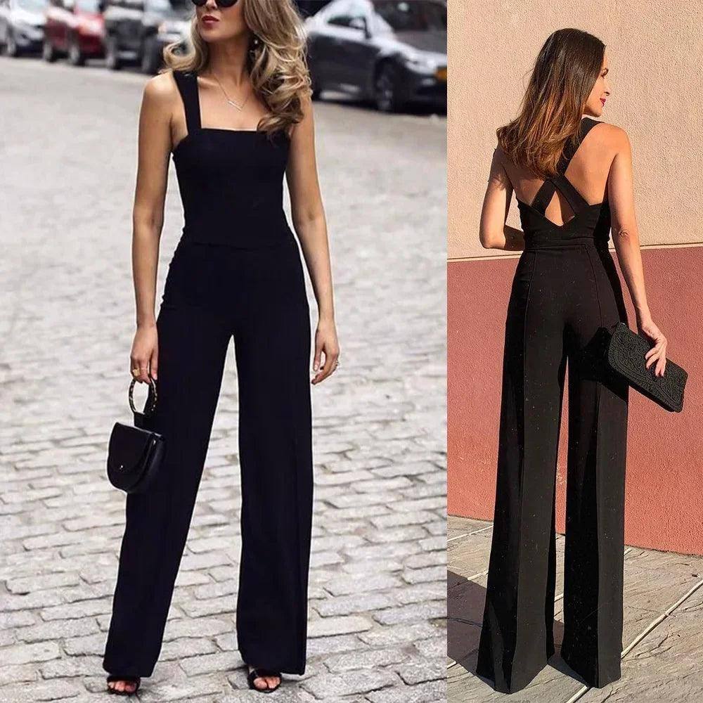 New Women's Elegant Jumpsuit Spaghetti Sleeveless Backless-2