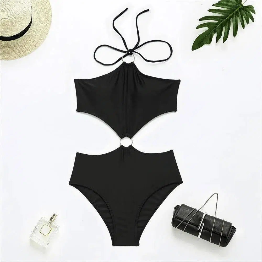 One Piece Swimsuit Women European And American-Black-2