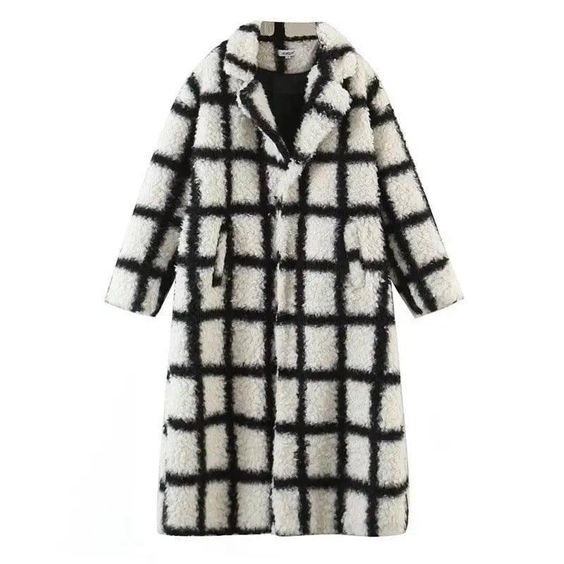 Polo Loose Coat Fashionable Plaid-7