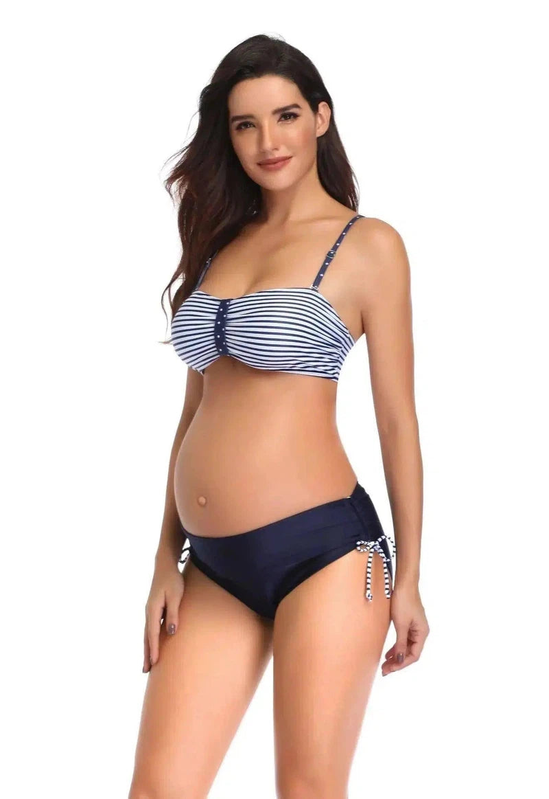 Pregnant women split swimsuit-NavyBlue-2